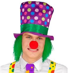 -SOMBRERO LUNARES PAYASO CON PELO VERDE