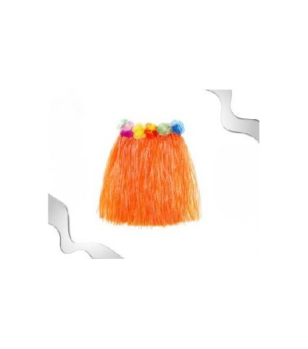 -FALDA HAWAIANA ADULTO NARANJA 40 CM