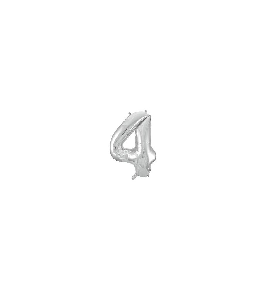 -GLOBO FOIL 86CM Nº 4 PLATA