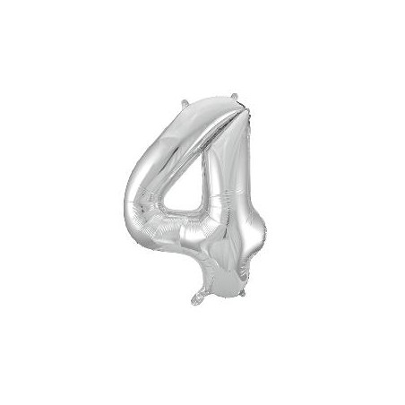 -GLOBO FOIL 86CM Nº 4 PLATA