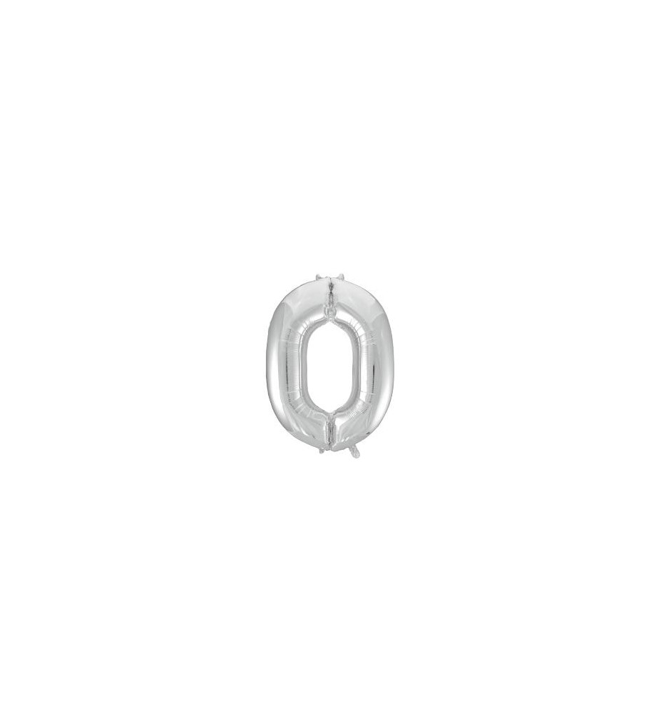 -GLOBO FOIL 101CM Nº 0 PLATA