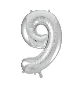 -GLOBO FOIL 86CM Nº 9 PLATA