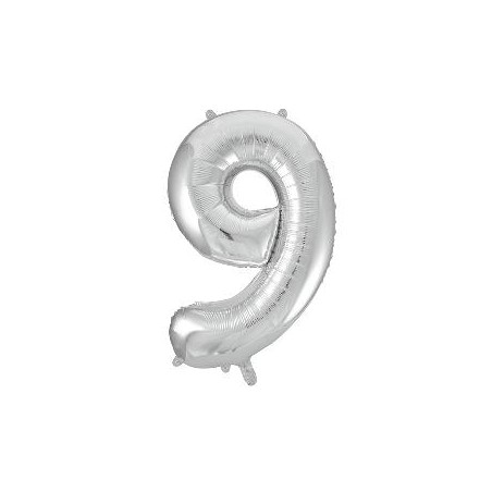 -GLOBO FOIL 86CM Nº 9 PLATA