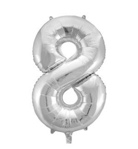 -GLOBO FOIL 86CM Nº 8 PLATA