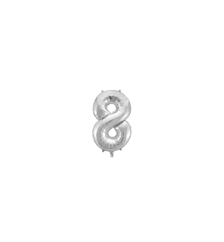 -GLOBO FOIL 86CM Nº 8 PLATA