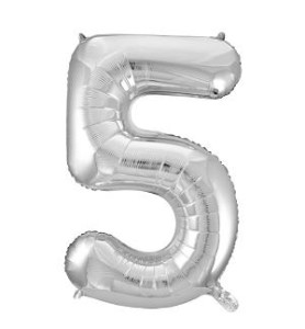 -GLOBO FOIL 86CM Nº 5 PLATA