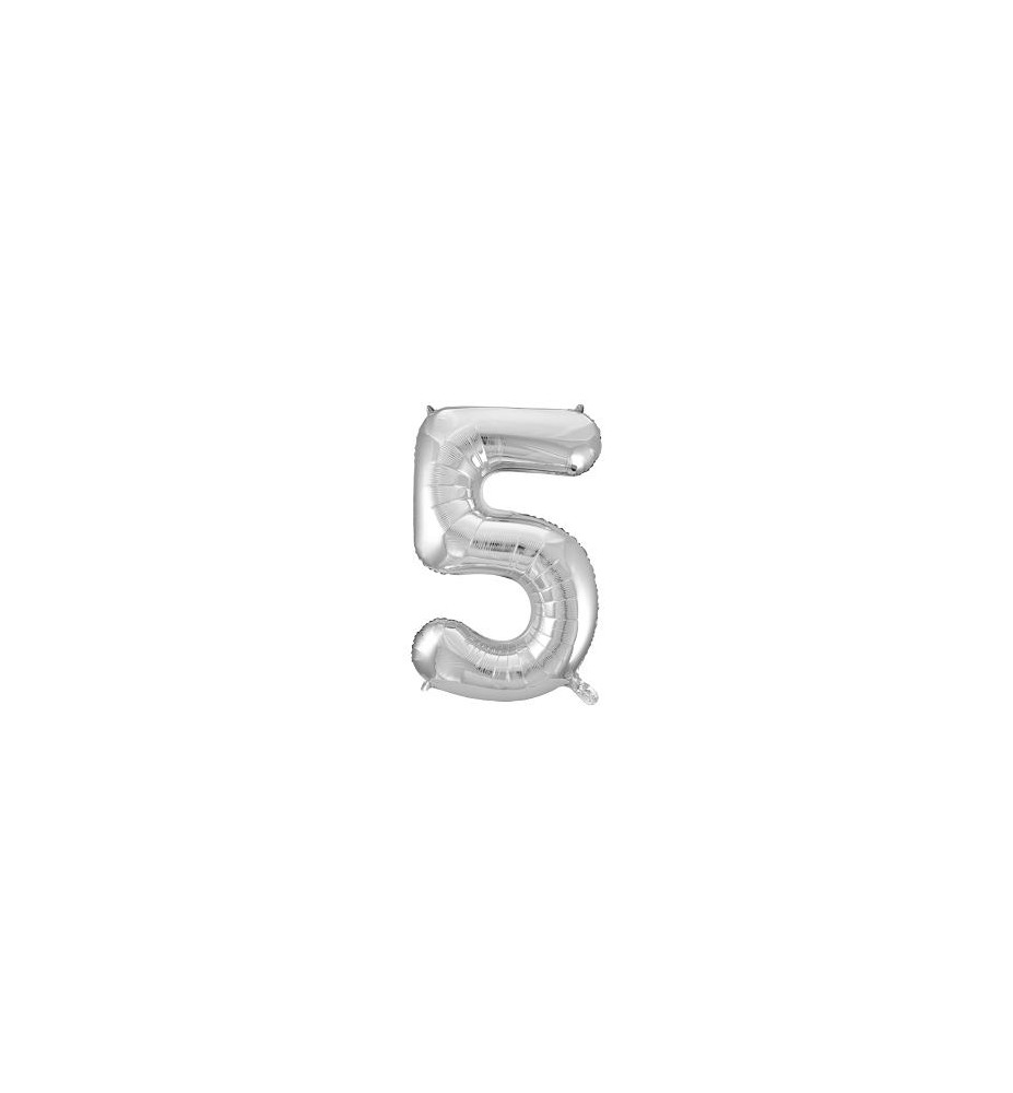 -GLOBO FOIL 86CM Nº 5 PLATA