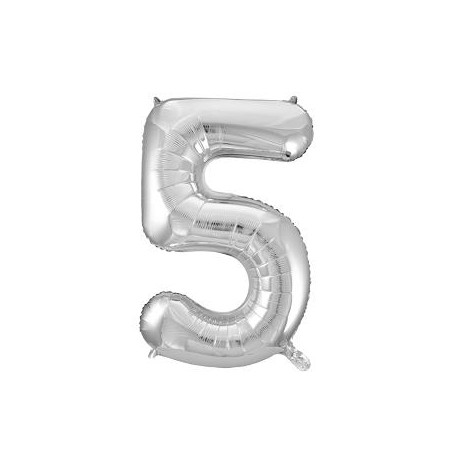 -GLOBO FOIL 86CM Nº 5 PLATA