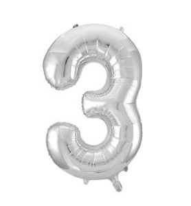 -GLOBO FOIL 86CM Nº 3 PLATA
