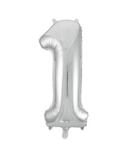 -GLOBO FOIL 86 CM Nº 1 PLATA