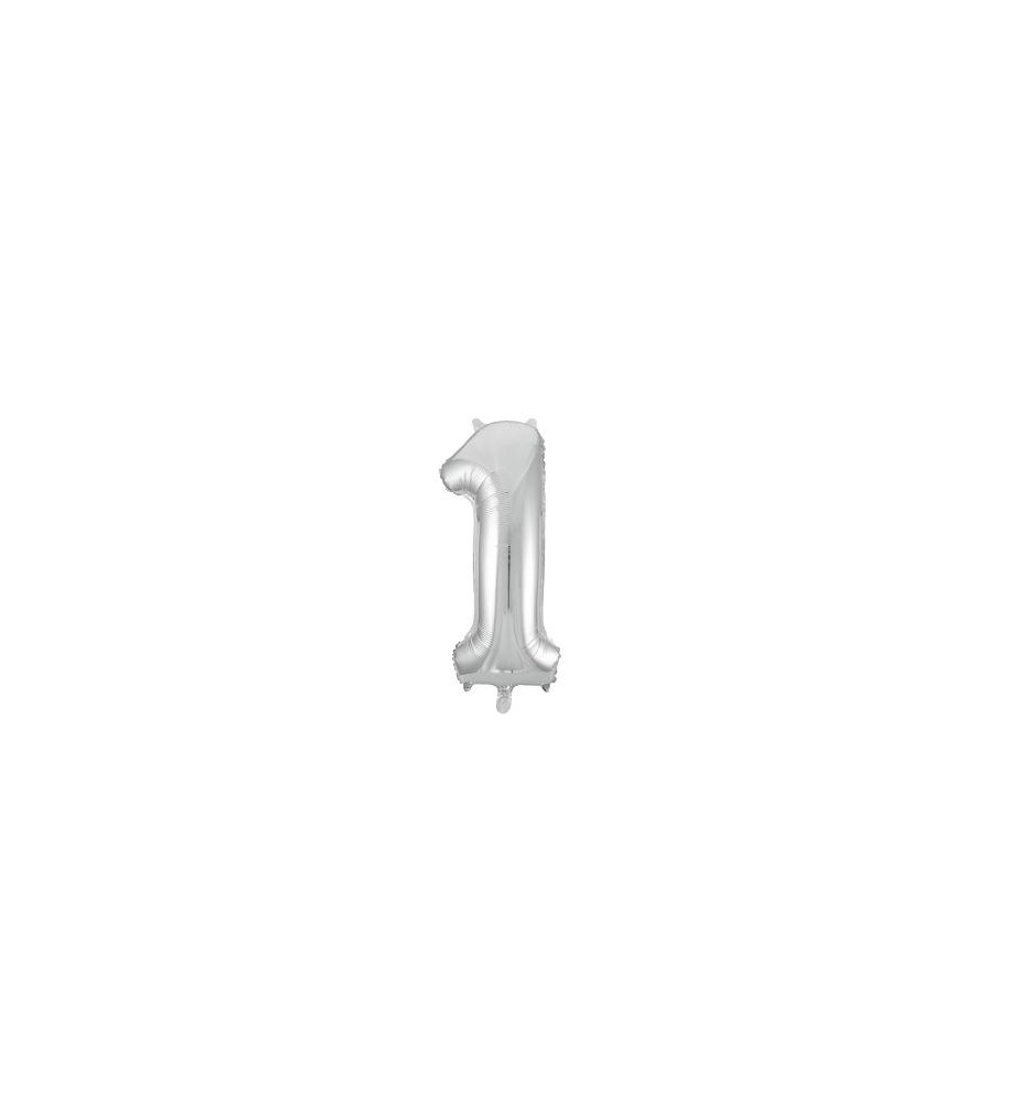 -GLOBO FOIL 86 CM Nº 1 PLATA