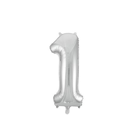 -GLOBO FOIL 86 CM Nº 1 PLATA