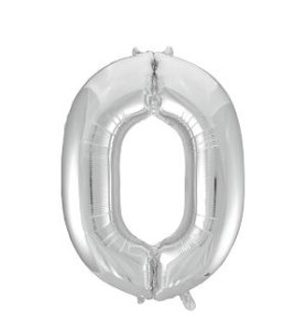 -GLOBO FOIL 86CM Nº 0 PLATA