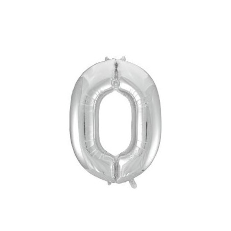 -GLOBO FOIL 86CM Nº 0 PLATA