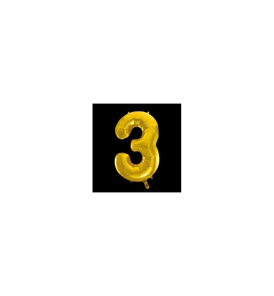 -GLOBO FOIL 86CM Nº 3 ORO