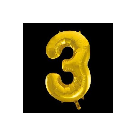 -GLOBO FOIL 86CM Nº 3 ORO