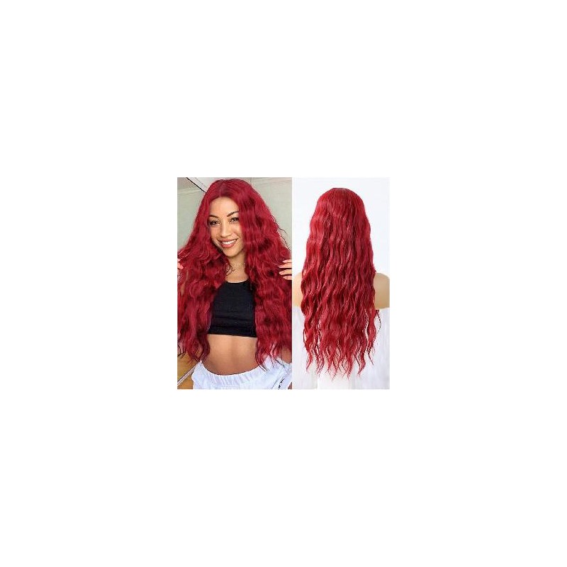 -PELUCA LARGA ROJA ONDULADA