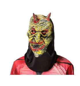 -MASCARA DEMONIO MARRON CON VINILO NEGRO