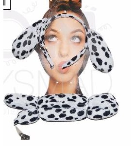 CONJUNTO DIADEMA PAJARITA Y RABO DALMATA