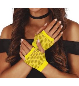 -GUANTES MALLA AMARILLO NEON 11 CM