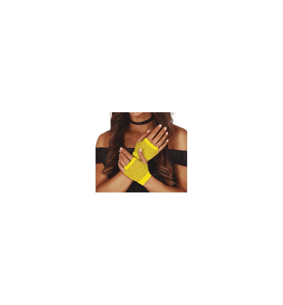 -GUANTES MALLA AMARILLO NEON 11 CM