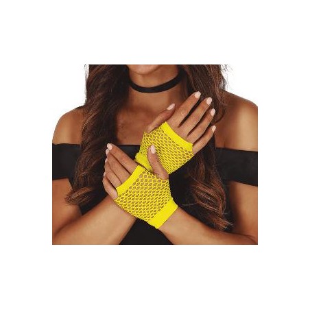 -GUANTES MALLA AMARILLO NEON 11 CM