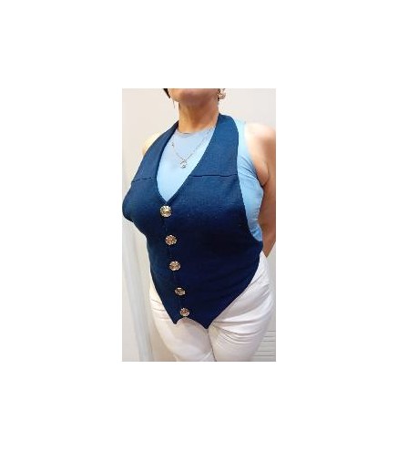-TOP CHALECO AZUL MARINO ESPALDA ABIERTA