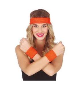 -CONJUNTO 2 MUÑEQUERAS Y CINTA NARANJA