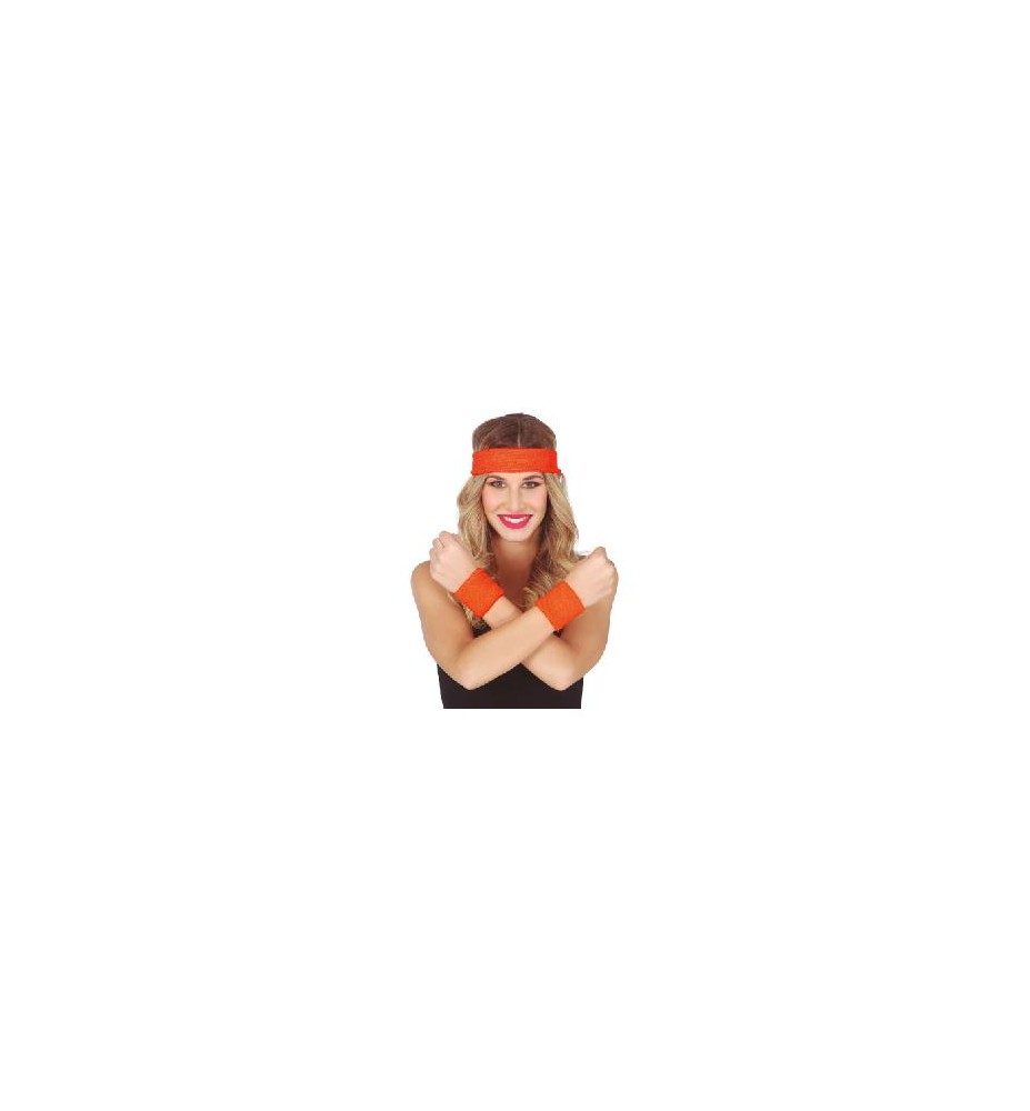 -CONJUNTO 2 MUÑEQUERAS Y CINTA NARANJA