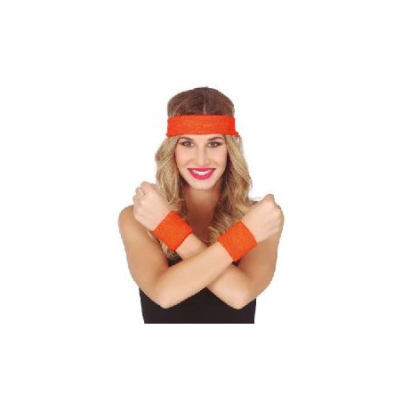 -CONJUNTO 2 MUÑEQUERAS Y CINTA NARANJA