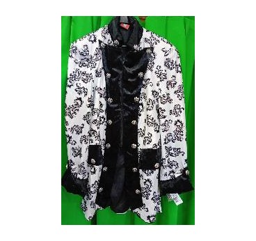 -CHAQUETA LARGA BLANCA METALIZADA Y NEGRO S