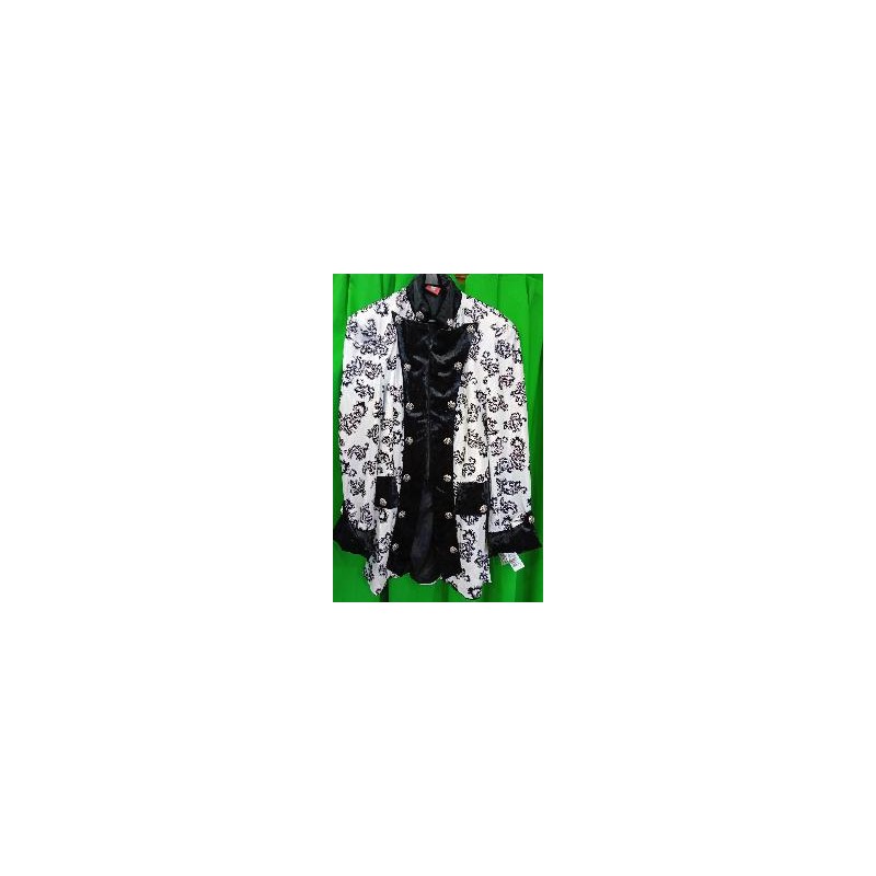 -CHAQUETA LARGA BLANCA METALIZADA Y NEGRO S