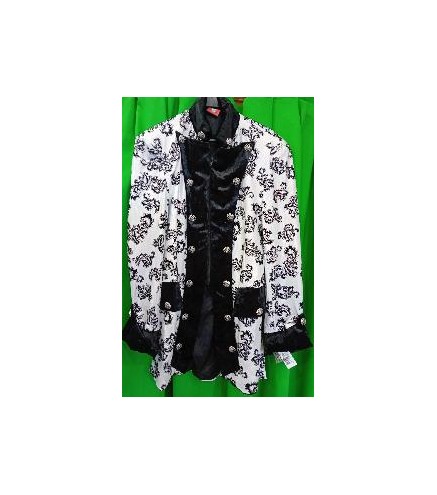 -CHAQUETA LARGA BLANCA METALIZADA Y NEGRO S