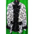 -CHAQUETA LARGA BLANCA METALIZADA Y NEGRO S