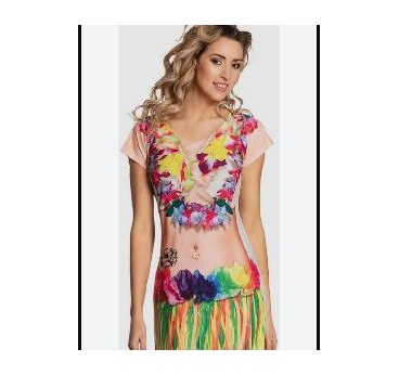 -CAMISETA LARGA MUJER HAWAIANA S