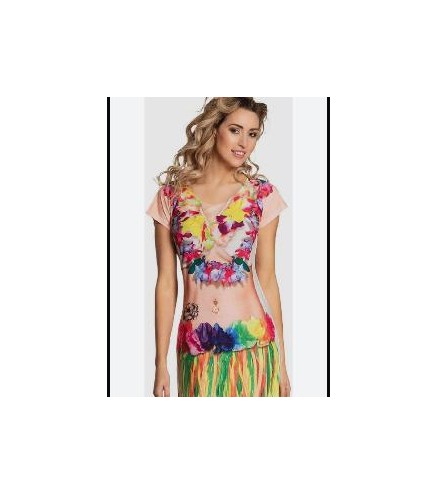 -CAMISETA LARGA MUJER HAWAIANA S