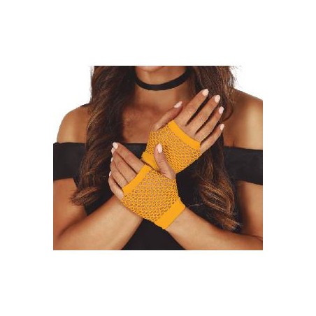 -GUANTES MALLA NARANJA NEON 11 CM,