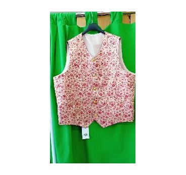 -CHALECO CABALLERO BROCADO CON FLORES ROSAS XXL