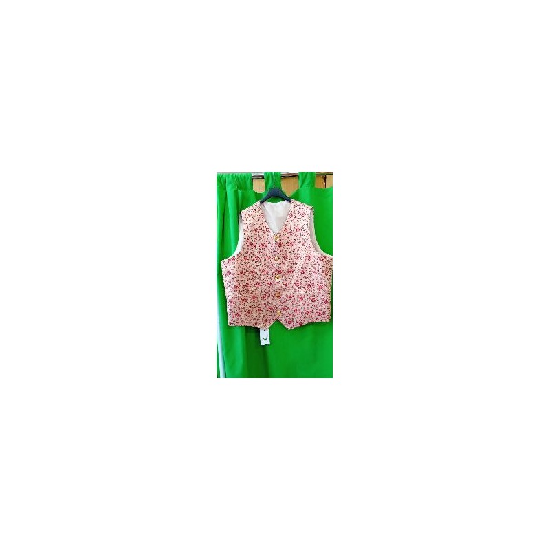 -CHALECO CABALLERO BROCADO CON FLORES ROSAS XXL