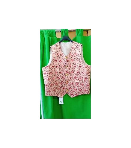 -CHALECO CABALLERO BROCADO CON FLORES ROSAS XXL