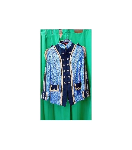 -CHAQUETA ESTAMPADO PLATEADO FONDO AZUL S