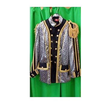 -CHAQUETA ESTAMPADO PLATEADO FONDO NEGRO XL
