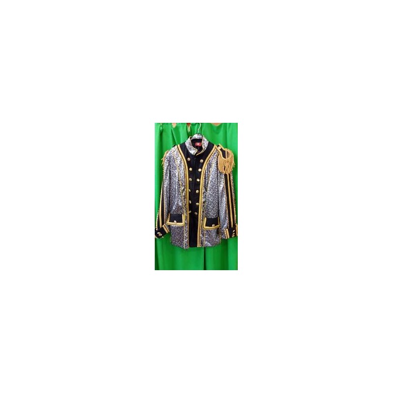 -CHAQUETA ESTAMPADO PLATEADO FONDO NEGRO XL