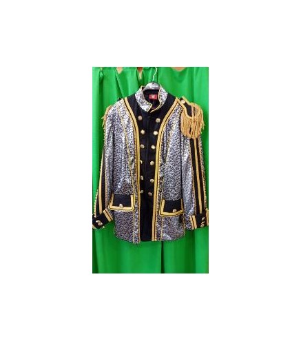 -CHAQUETA ESTAMPADO PLATEADO FONDO NEGRO XL