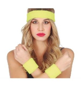 -CONJUNTO 2 MUÑEQUERAS Y CINTA AMARILLO