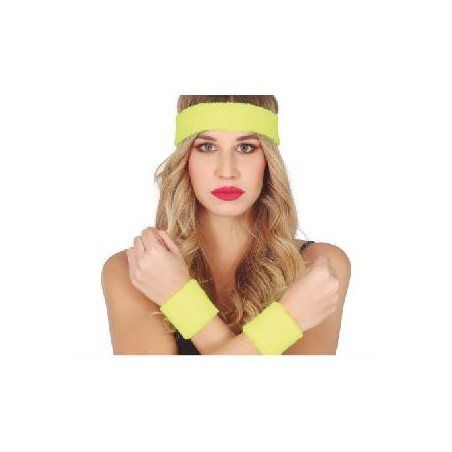 -CONJUNTO 2 MUÑEQUERAS Y CINTA AMARILLO
