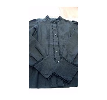 CAMISA MUJER NEGRA LORZAS PUNTILLA T-18