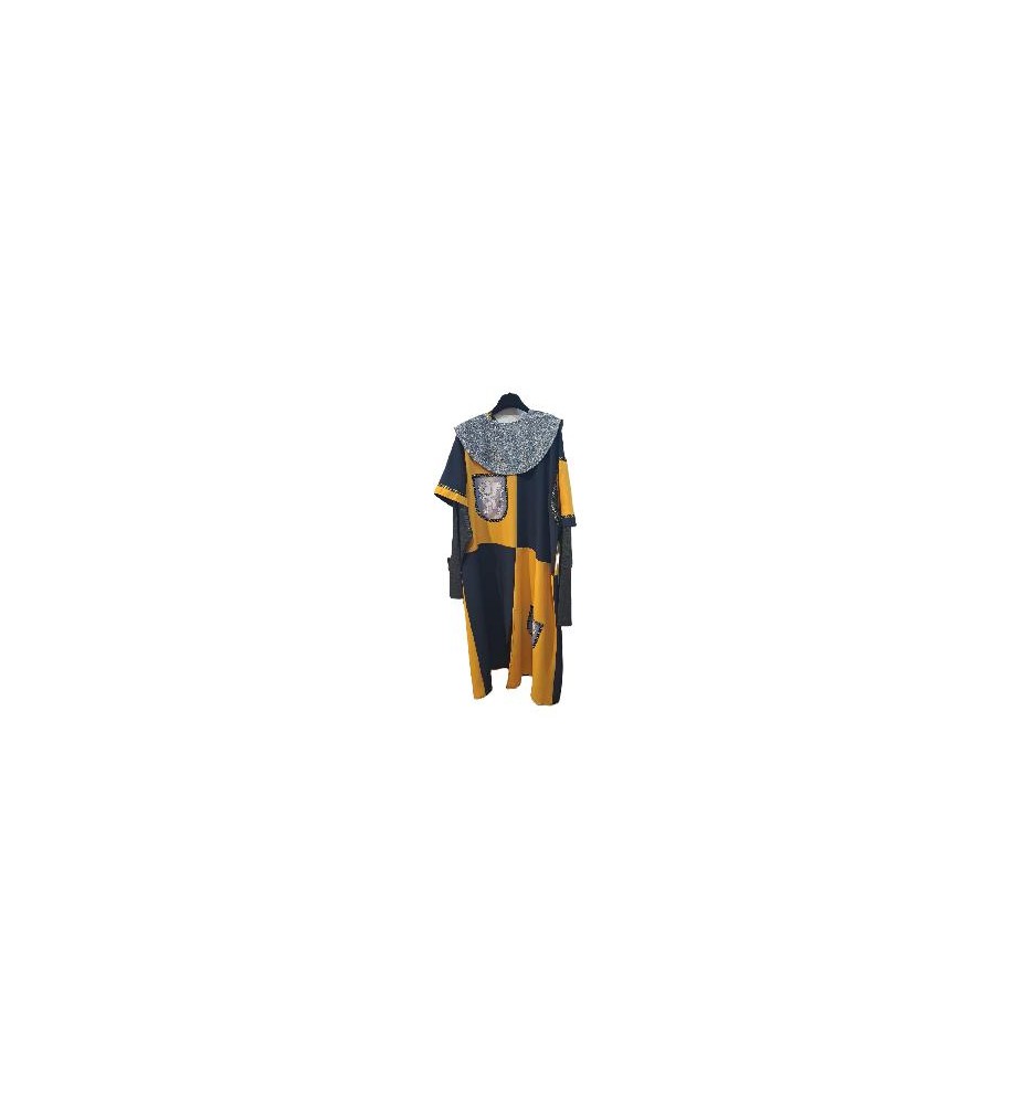 -TRAJE MEDIEVAL CUARTELADO MOSTAZA L