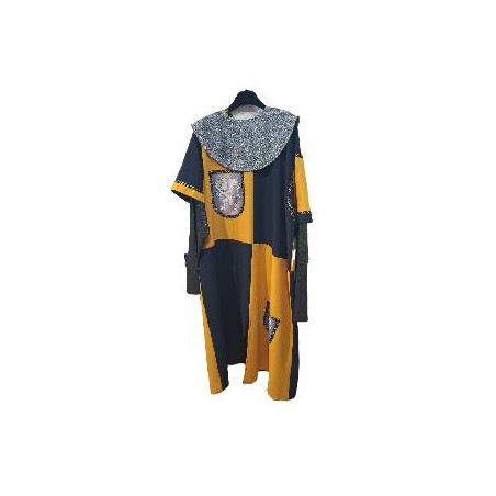 -TRAJE MEDIEVAL CUARTELADO MOSTAZA L