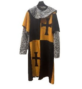 -TRAJE MEDIEVAL CUARTELADO MOSTAZA M